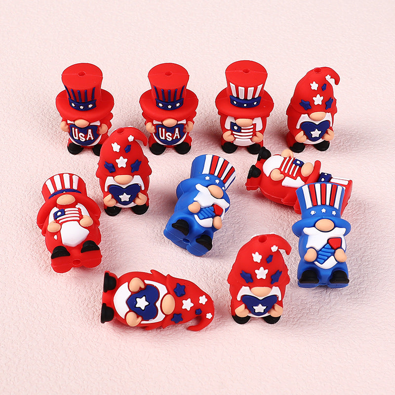 USA Independence day - 3D gnome silicone bead