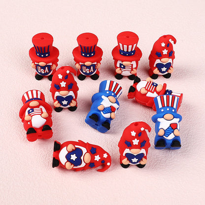 USA Independence day - 3D gnome silicone bead