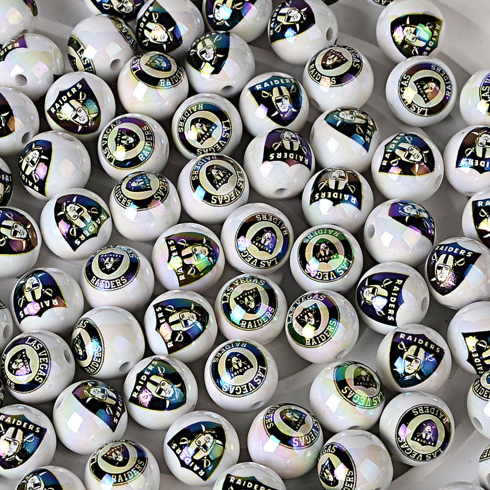 16mm NFL Football Team Beads – Double-Sided Acrylic Round Beads for Game Day Jewelry & Crafts