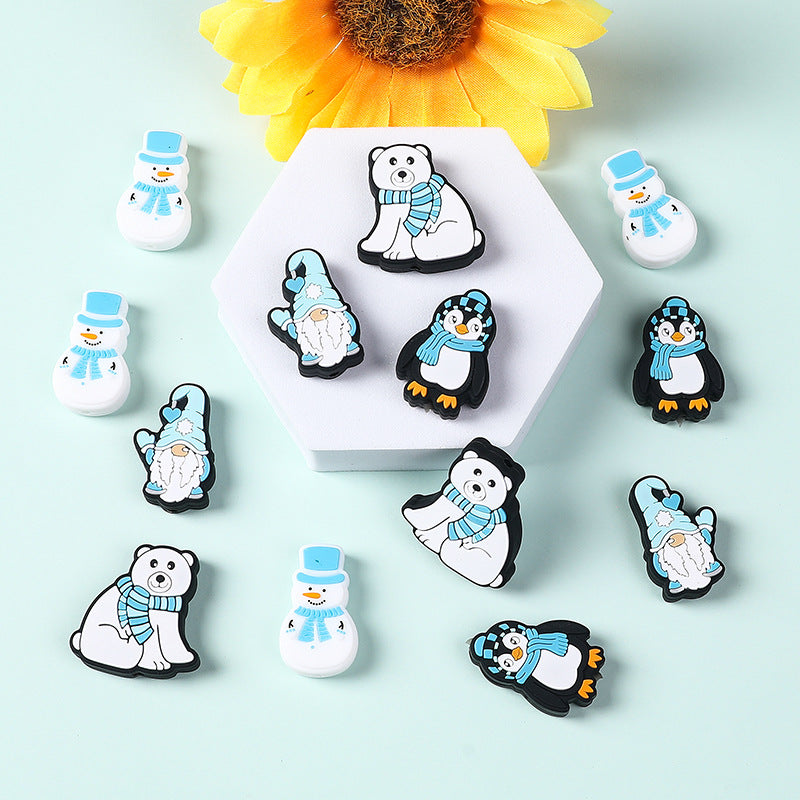 DIY Christmas snowman, penguin, polar bear silicone focal bead