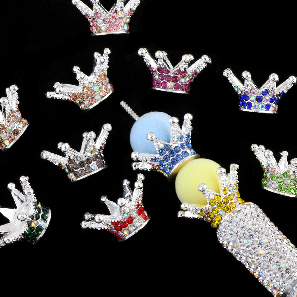 Kimhatter Heavy-Duty Colorful Crown Spacer Bead with Full Rhinestones 5pcs/bag