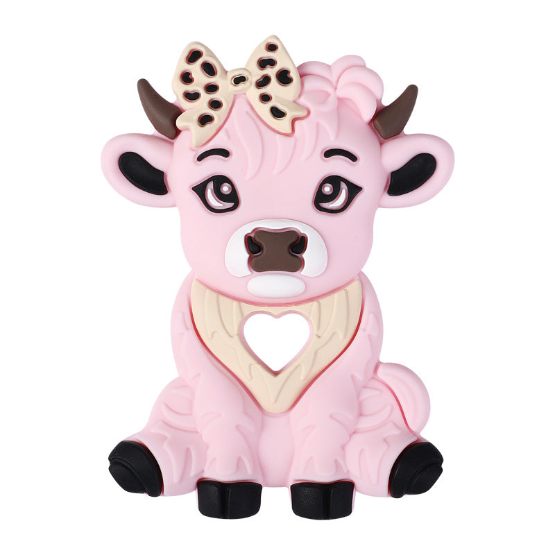 Baby cartoon highland cow, bear, unicorn, panda, dinosaur silicone focal bead