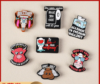 Cow themed, inscription, poop angel, silicone focal beads - different varieties and style