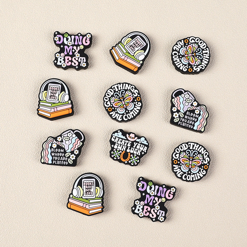 English letter inscription silicone focal bead