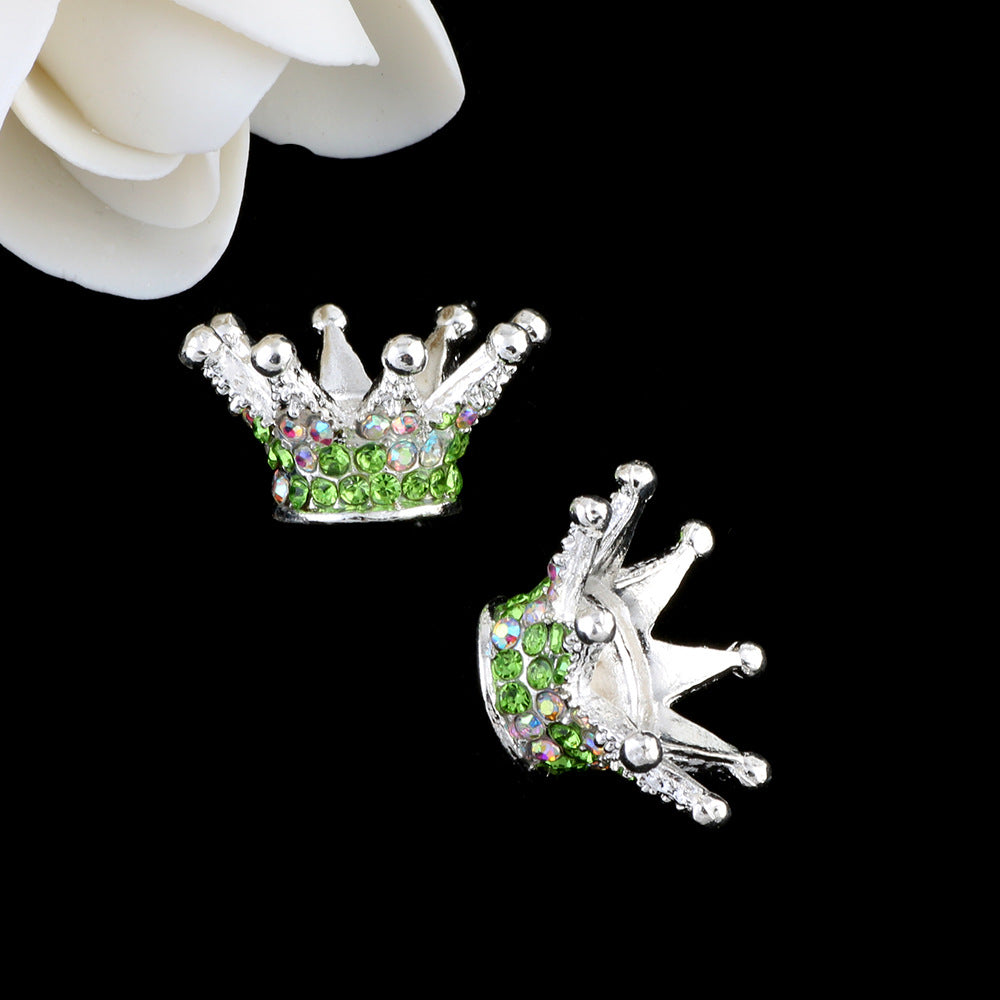 Kimhatter Heavy-Duty Colorful Crown Spacer Bead with Full Rhinestones 5pcs/bag