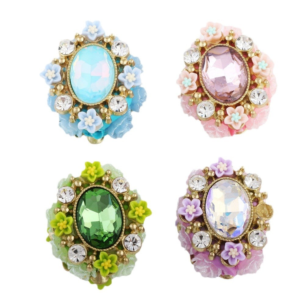 Vintage Floral Ball Zircon Magic Mirror Polymer Clay Bea