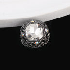Kimhatter Silver Small Square Rhinestone Alloy Diamond Ball Bead