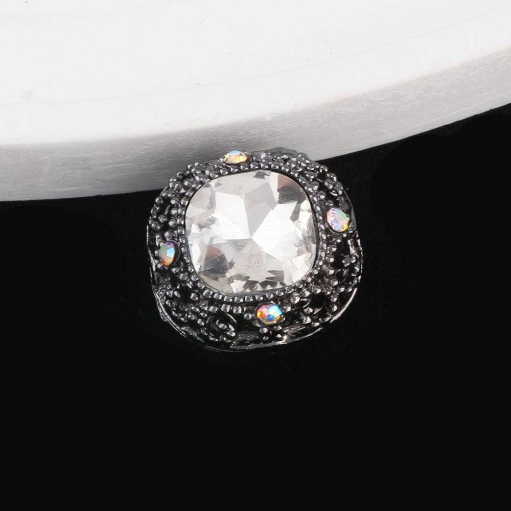 Kimhatter Silver Small Square Rhinestone Alloy Diamond Ball Bead