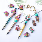 Colorful coffee themed silicone focal beads