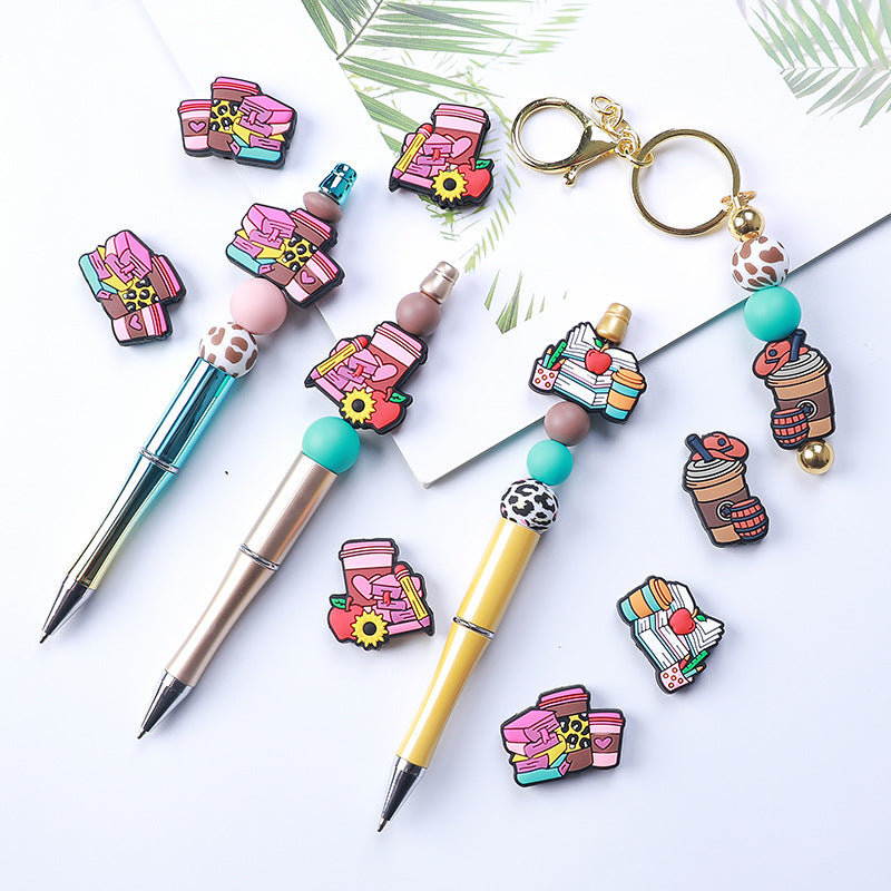 Colorful coffee themed silicone focal beads