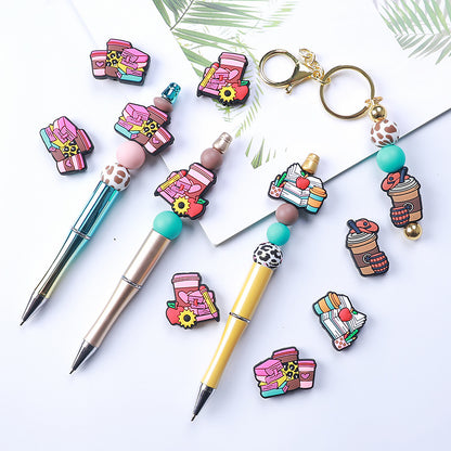 Colorful coffee themed silicone focal beads