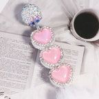 Heavy Duty Double-Layer Heart Alloy Bead with Rhinestones