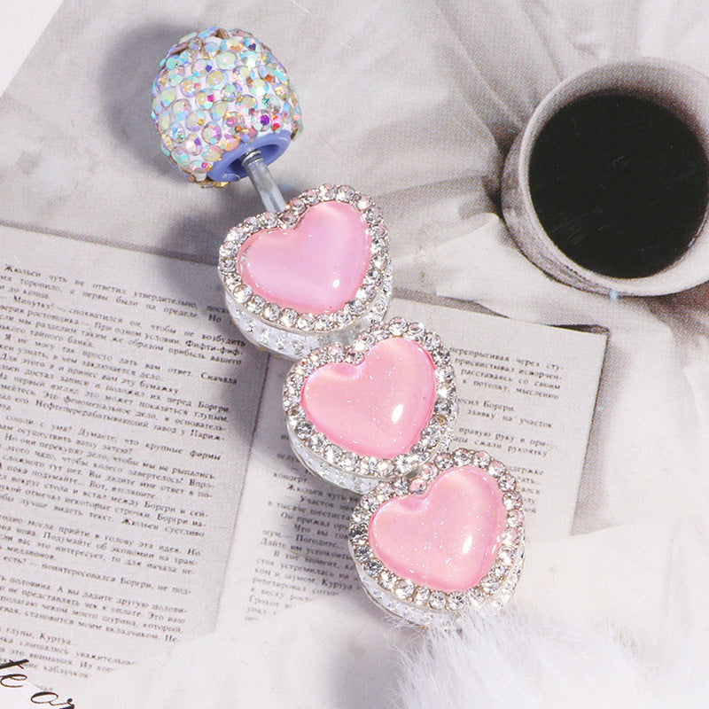 Heavy Duty Double-Layer Heart Alloy Bead with Rhinestones