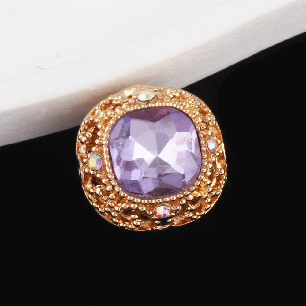 Kimhatter Silver Small Square Rhinestone Alloy Diamond Ball Bead