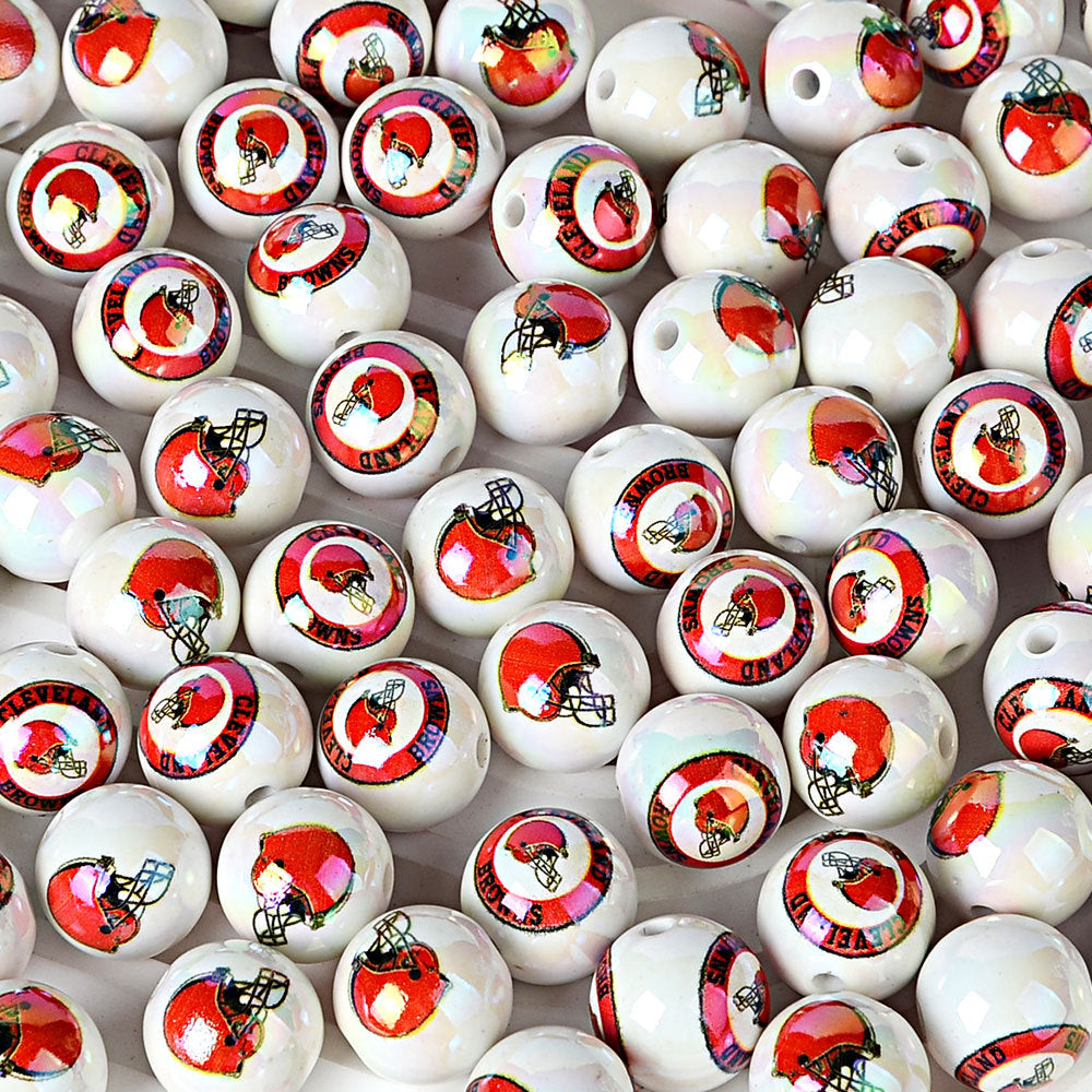 16mm NFL Football Team Beads – Double-Sided Acrylic Round Beads for Game Day Jewelry & Crafts