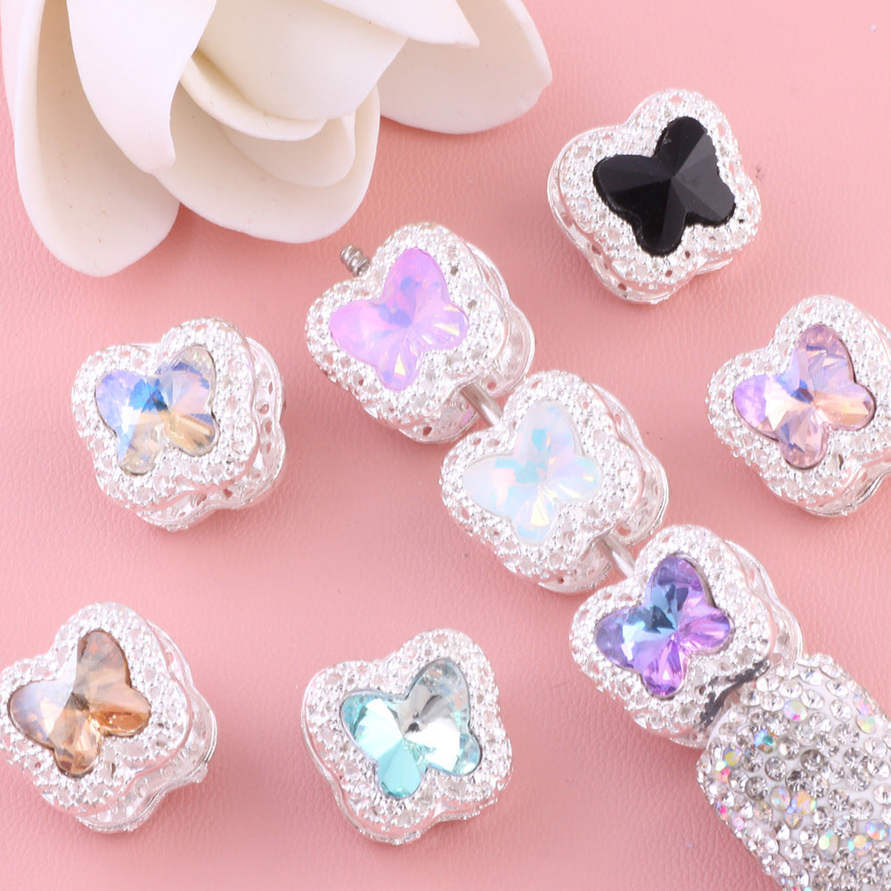 Heavy Duty Double-Sided Alloy Small Butterfly with Zircon