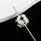 Kimhatter Nepal Heavy-Duty Alloy Pumpkin Bead with Rhinestones & Diamond Ball