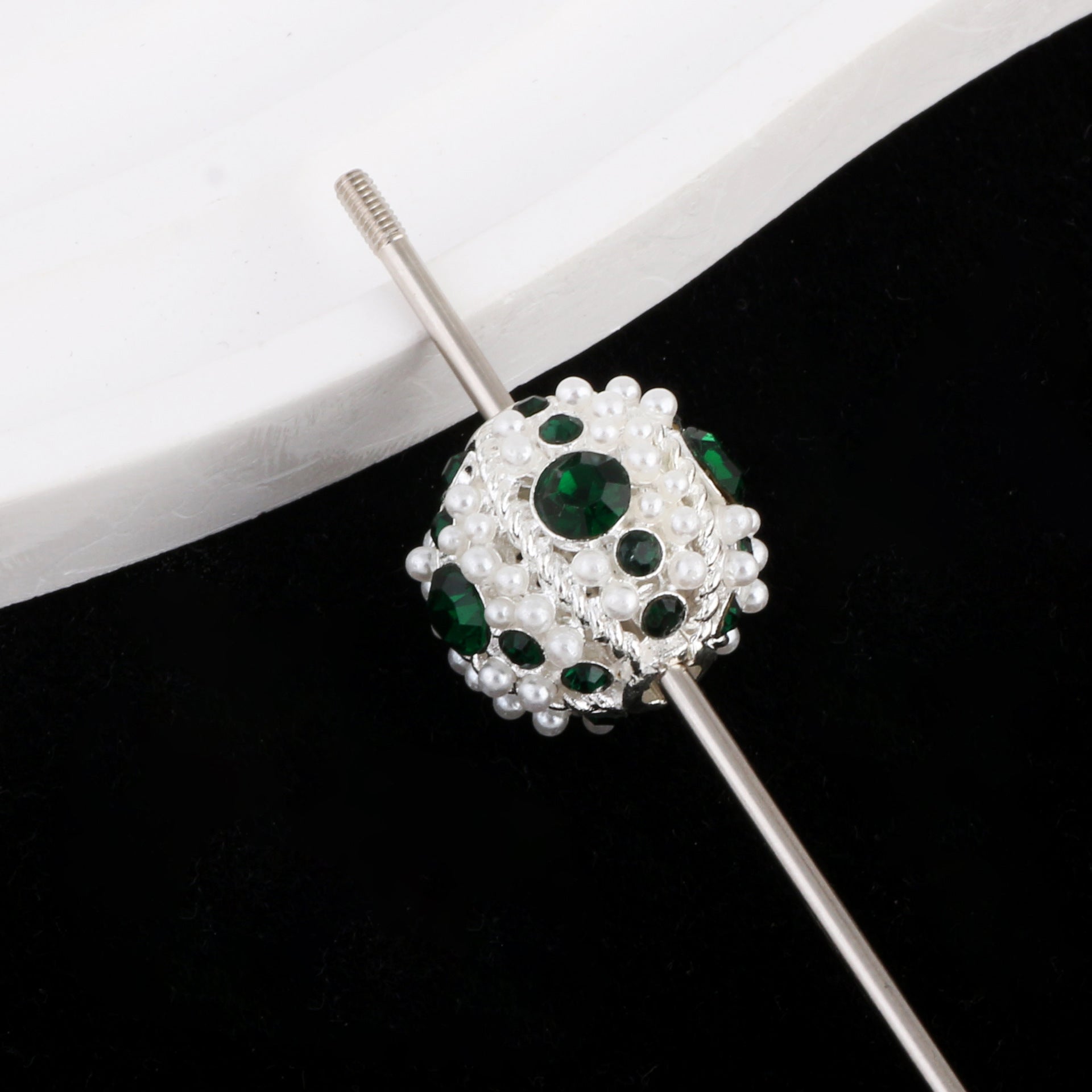 Kimhatter Nepal Heavy-Duty Alloy Pumpkin Bead with Rhinestones & Diamond Ball