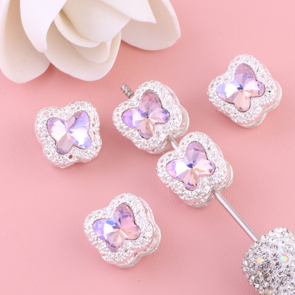 Heavy Duty Double-Sided Alloy Small Butterfly with Zircon