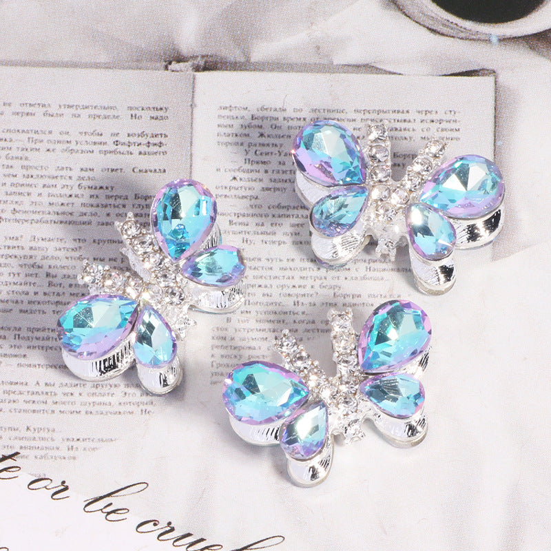 Kimhatter Heavy-Duty Alloy Sparkling Butterfly Rhinestone Bead