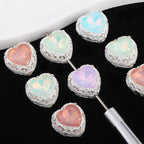 2mm Hole Silver Mocha Alloy Beads for Pen Making (Oval/Heart Shape)