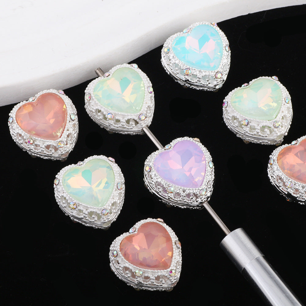2mm Hole Silver Mocha Alloy Beads for Pen Making (Oval/Heart Shape)