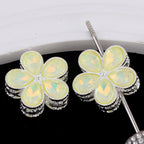 Kimhatter Mocha Alloy 5-Petal Flower Diamond Ball Beads with Straight Hole