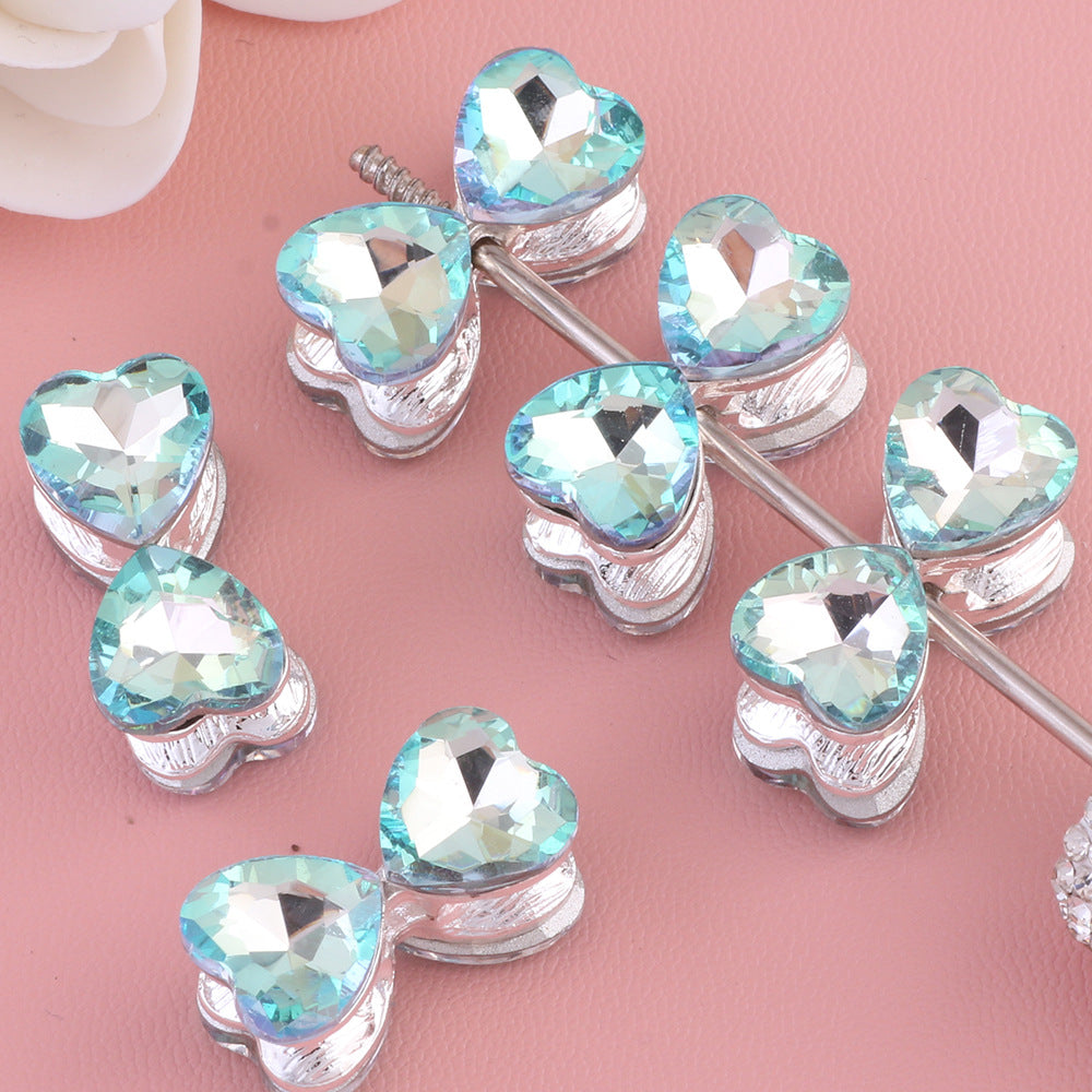 Heavy-Duty Alloy Bowtie Double-Sided Heart with Zircon Stones