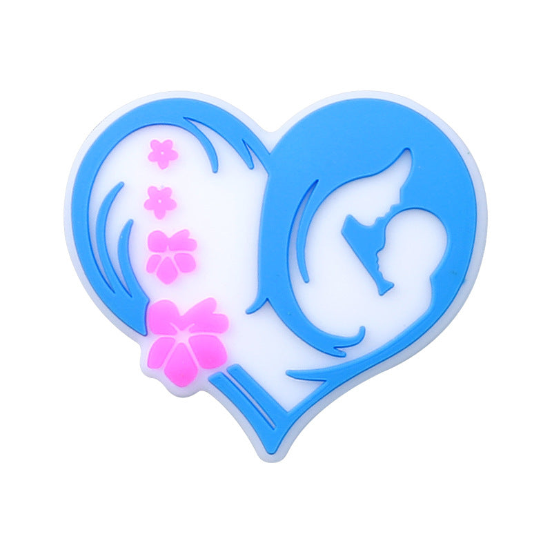 Silicone bead cartoon English letter epoxy loose beads DIY jewelry, heart silicone beads for Mother's Day