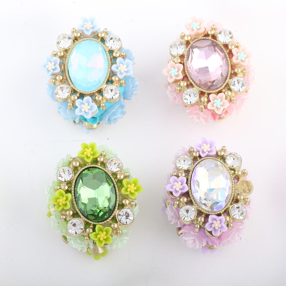 Vintage Floral Ball Zircon Magic Mirror Polymer Clay Bea