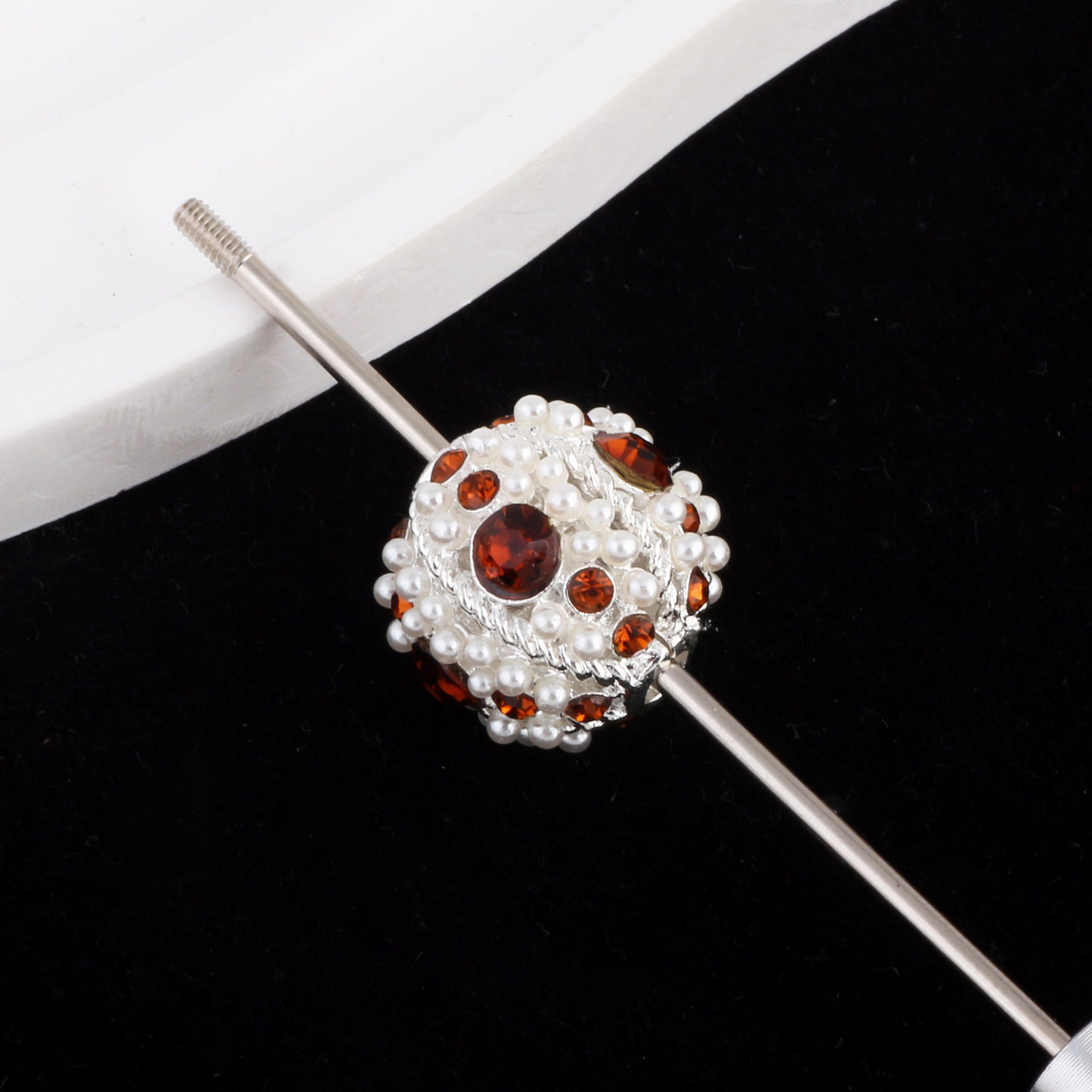 Kimhatter Nepal Heavy-Duty Alloy Pumpkin Bead with Rhinestones & Diamond Ball