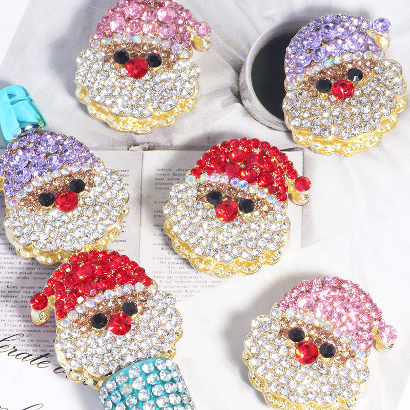 Alloy Cute Santa Claus Full Crystal Charm