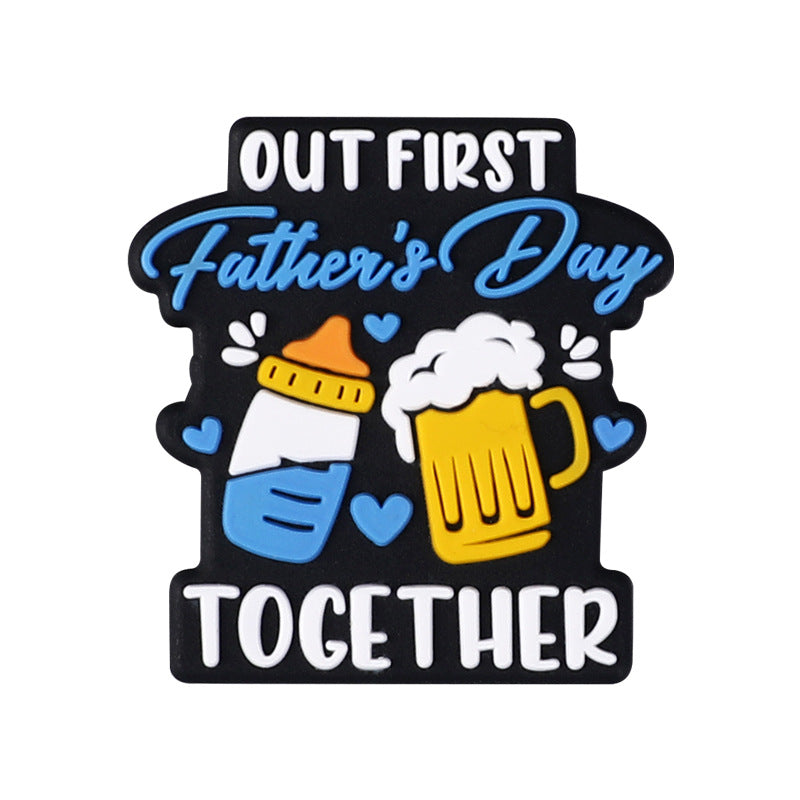 Father's day themed silicone focal beads