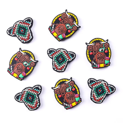 Cartoon highland cow silicone focal beads