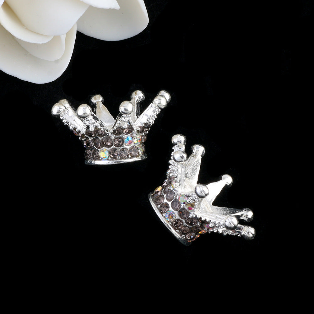 Kimhatter Heavy-Duty Colorful Crown Spacer Bead with Full Rhinestones 5pcs/bag