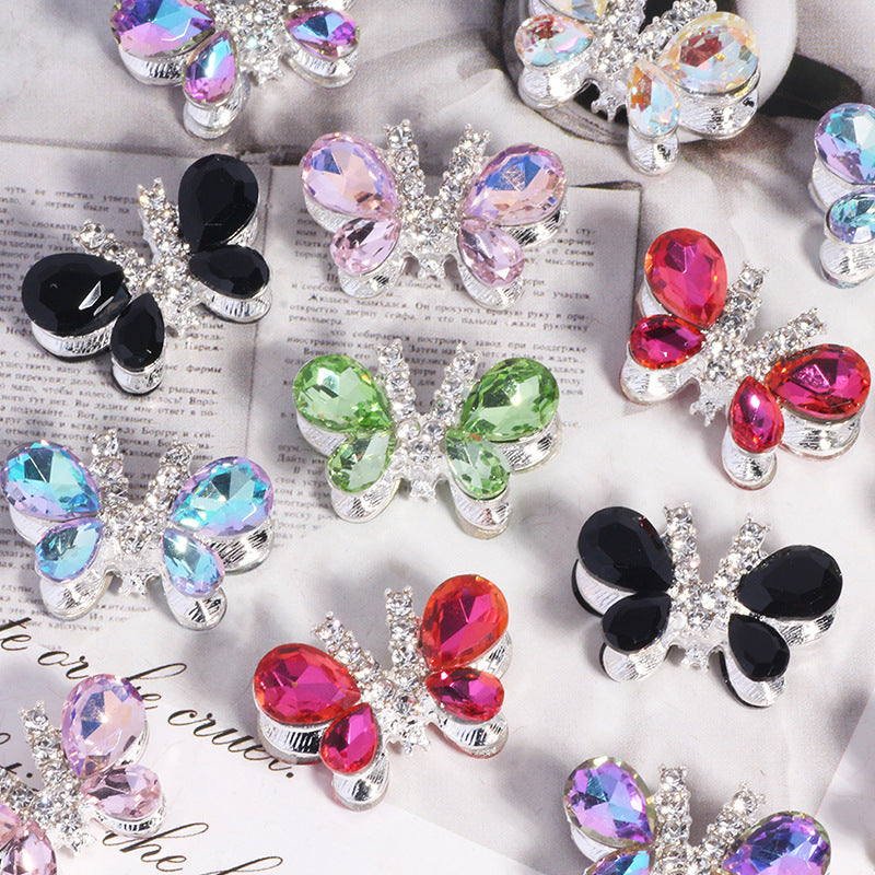 Kimhatter Heavy-Duty Alloy Sparkling Butterfly Rhinestone Bead