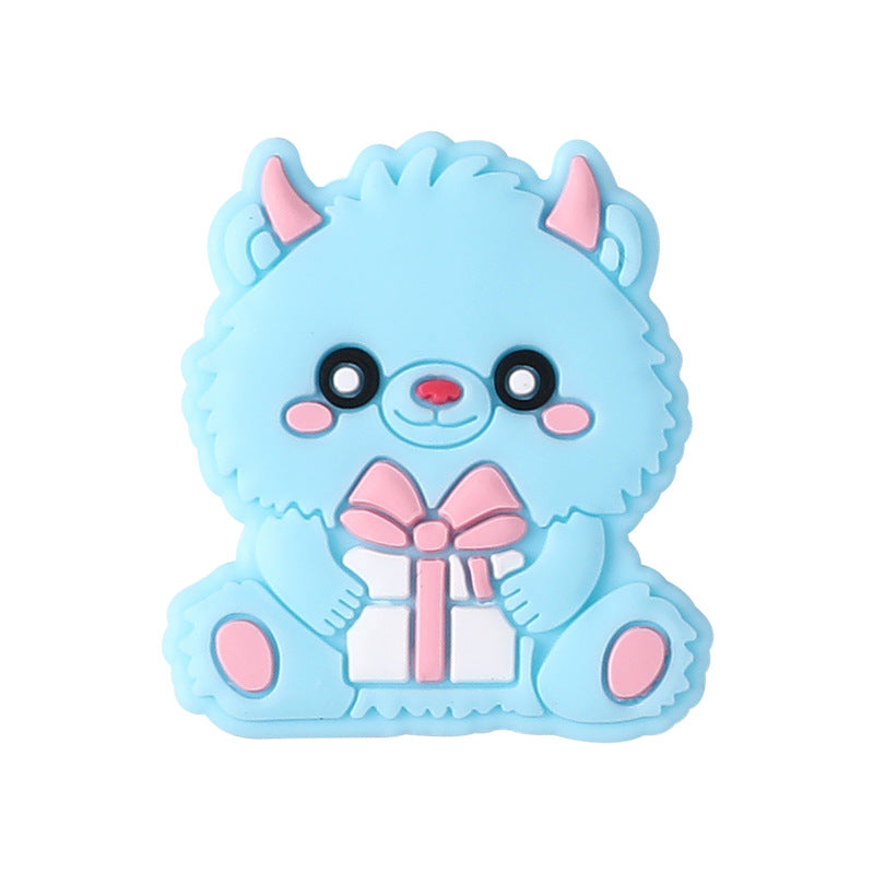 Cute cartoon animal head silicone focal bead