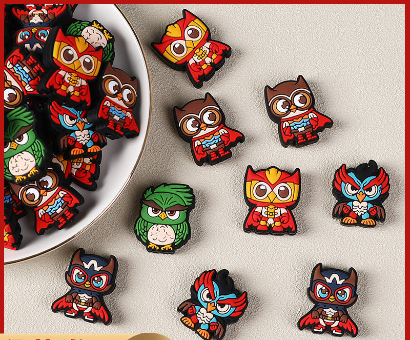 Action figure owl silicone focal bead