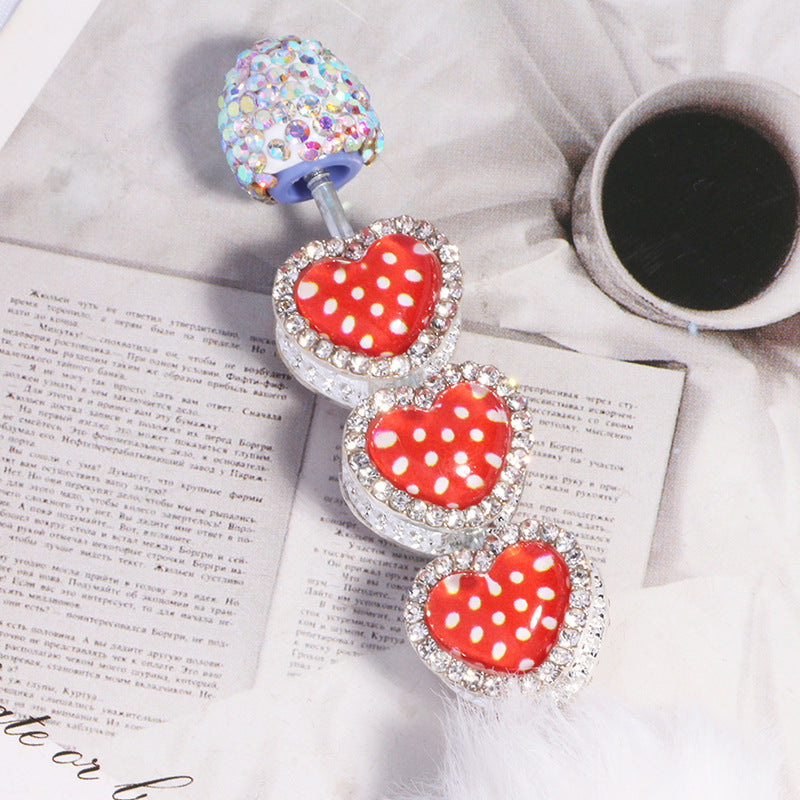 Heavy Duty Double-Layer Heart Alloy Bead with Rhinestones