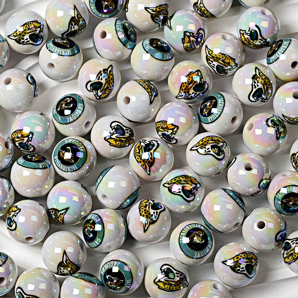 16mm NFL Football Team Beads – Double-Sided Acrylic Round Beads for Game Day Jewelry & Crafts