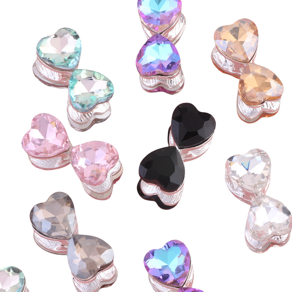 Heavy-Duty Alloy Bowtie Double-Sided Heart with Zircon Stones