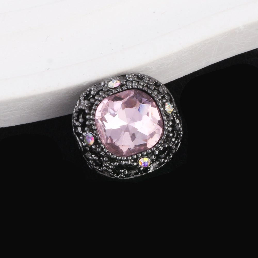 Kimhatter Silver Small Square Rhinestone Alloy Diamond Ball Bead