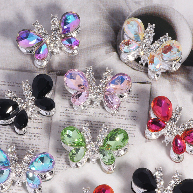 Kimhatter Heavy-Duty Alloy Sparkling Butterfly Rhinestone Bead