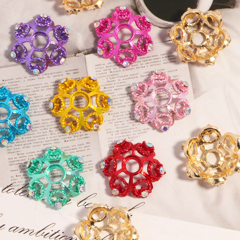 Large Micro-Set Zircon Flower Spacer with Openwork Snowflake Design