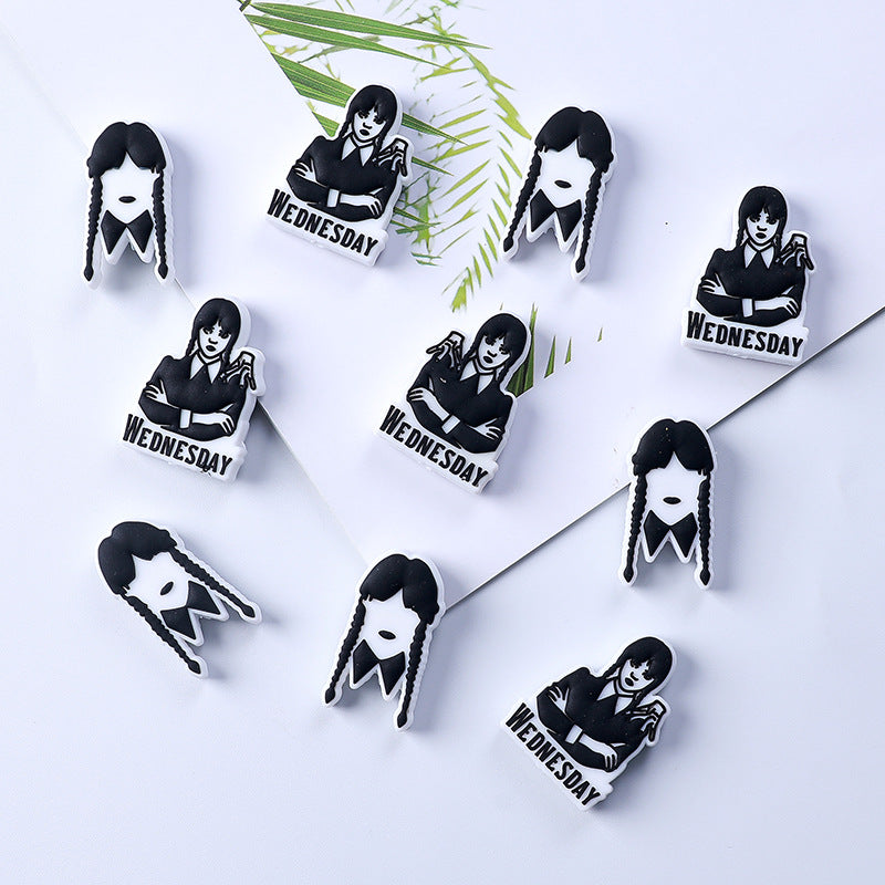 DIY Wednesday themed silicone focal bead