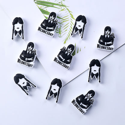 DIY Wednesday themed silicone focal bead