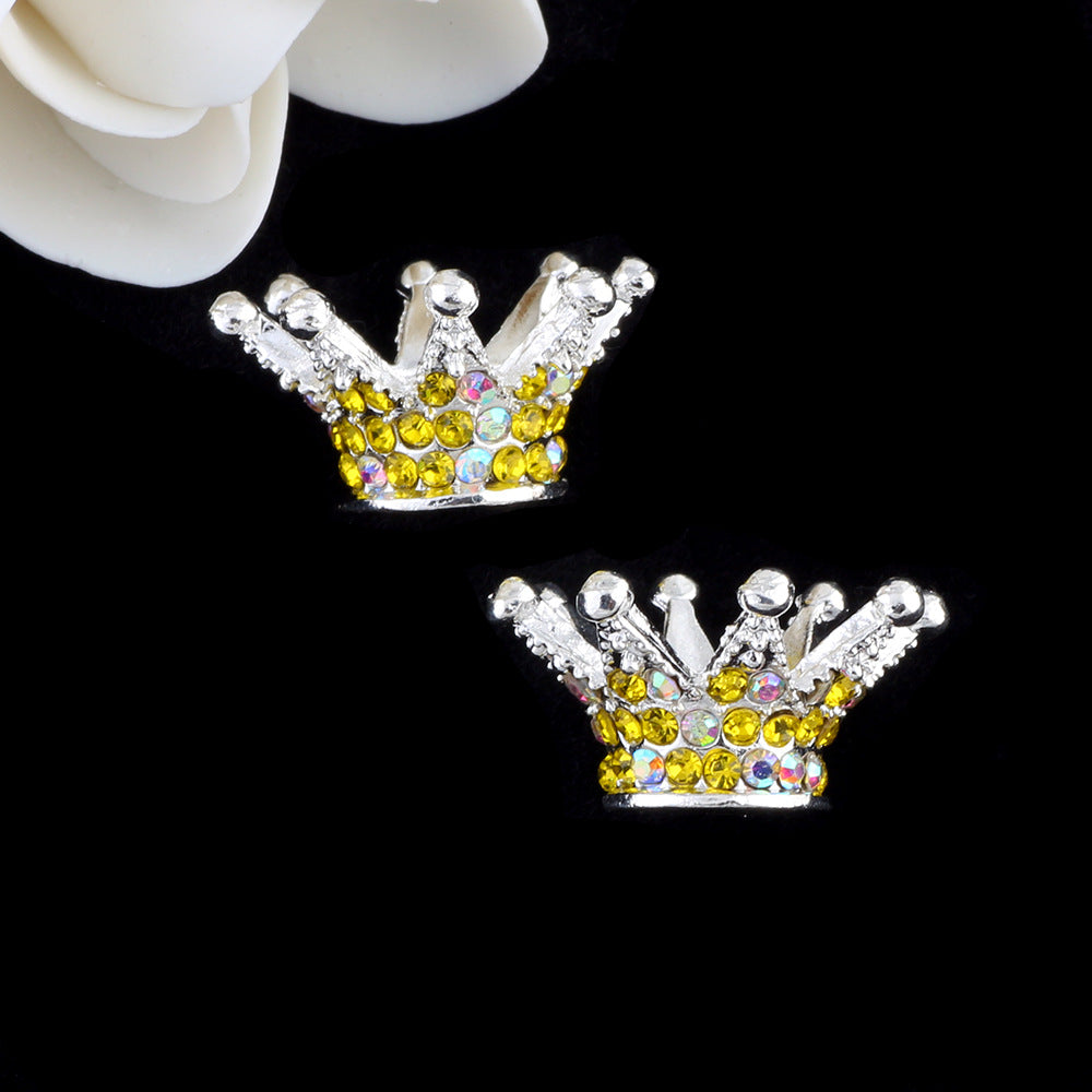Kimhatter Heavy-Duty Colorful Crown Spacer Bead with Full Rhinestones 5pcs/bag