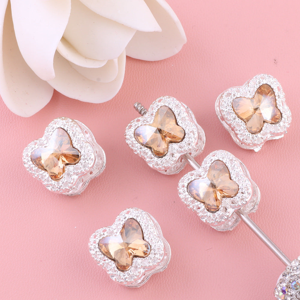 Heavy Duty Double-Sided Alloy Small Butterfly with Zircon
