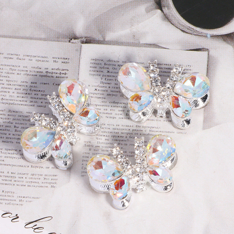 Kimhatter Heavy-Duty Alloy Sparkling Butterfly Rhinestone Bead