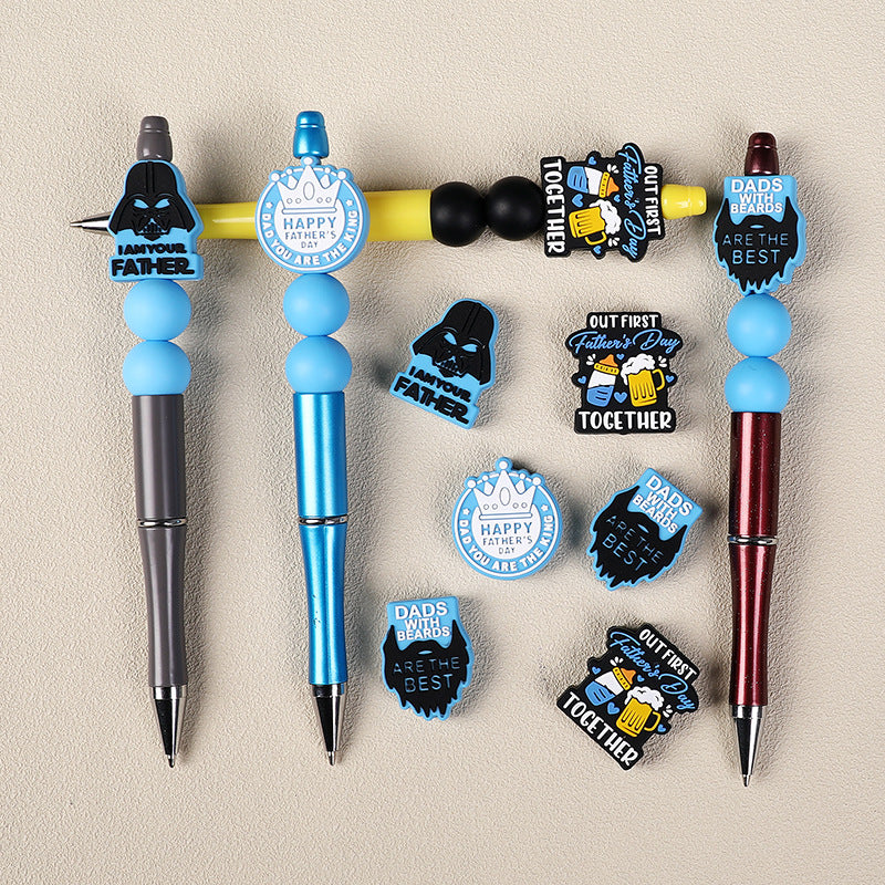 Father's day themed silicone focal beads